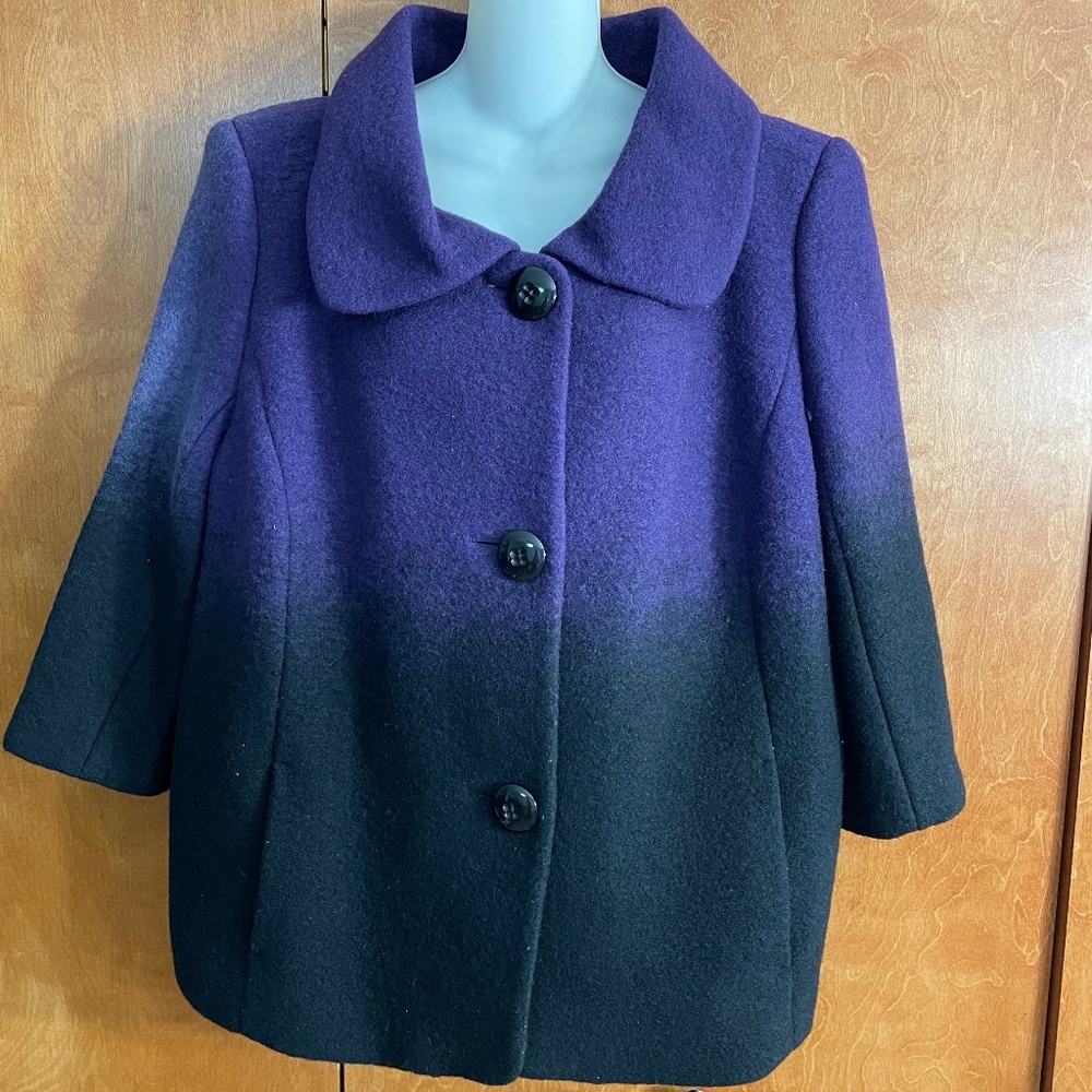 Classiques Entier 3/4 sleeve ombre purple and black wool jacket